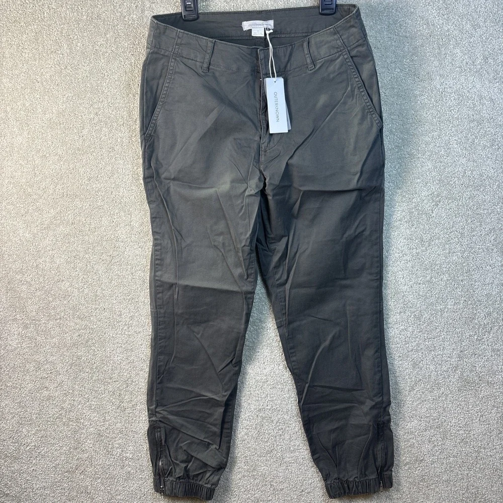 Outerknown S.E.A. Mission Jogger Pants Women 2 Grey Organic Cotton Ankle Zip NEW